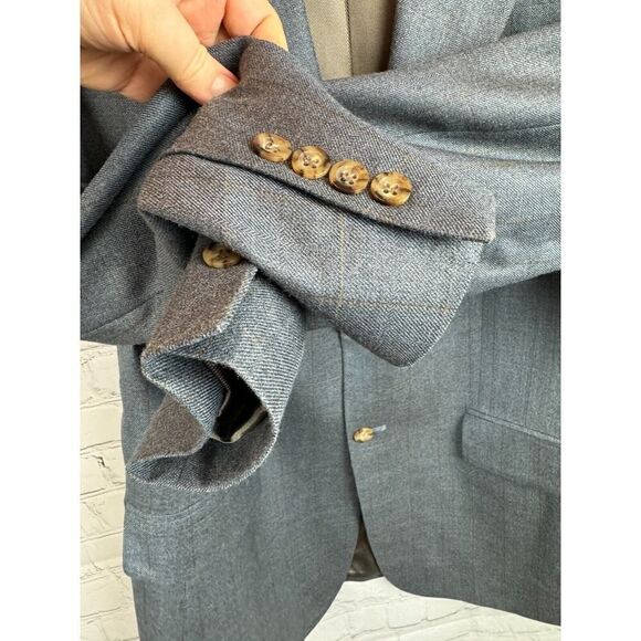 OSCAR DE LA RENTA gray silk wool mens suit jacket blazer 40R NWOT - Picture 5 of 10